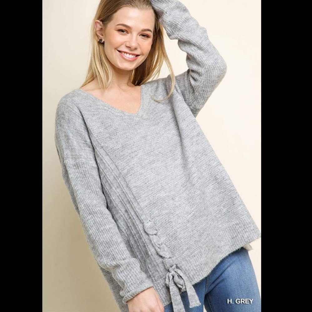 Gray Tie Sweater